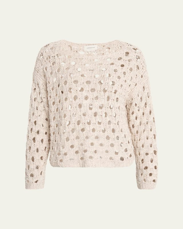 Bateau-Neck Open Knit Sweater